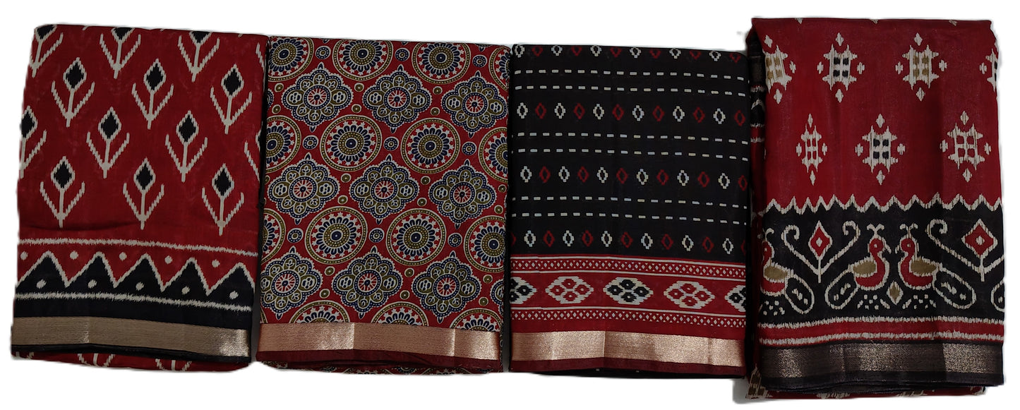 Maheshwari Silk with Ikkat Print Premium Sarees-MDBMS1