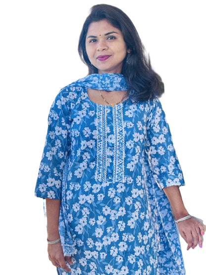 3 piece cotton kurta set