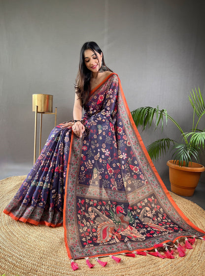Malai Cotton Sarees with Kalamkari Print