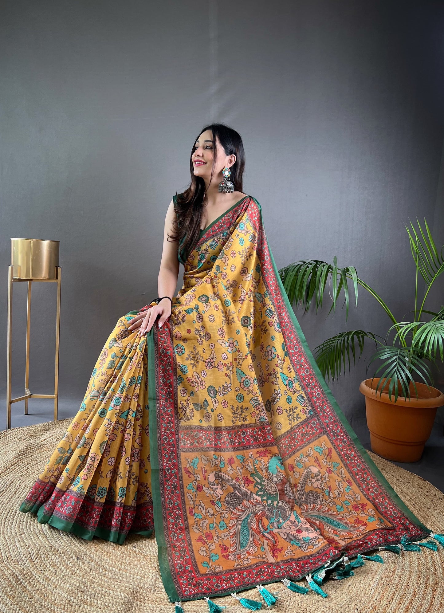 Malai Cotton Sarees with Kalamkari Print
