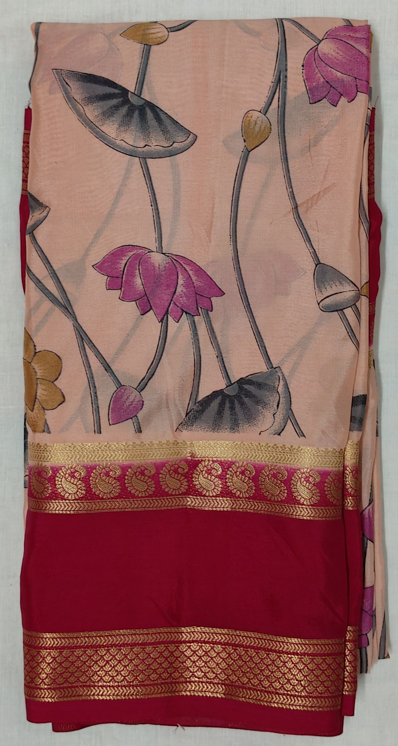Semi Mysore Crepe Silk Sarees-MSBMS1