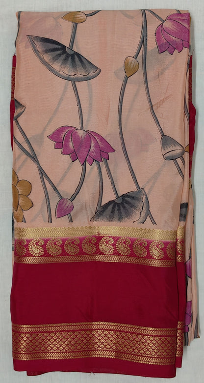 Semi Mysore Crepe Silk Sarees-MSBMS1