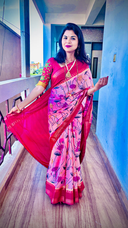 Semi Mysore Crepe Silk Sarees-MSBMS1