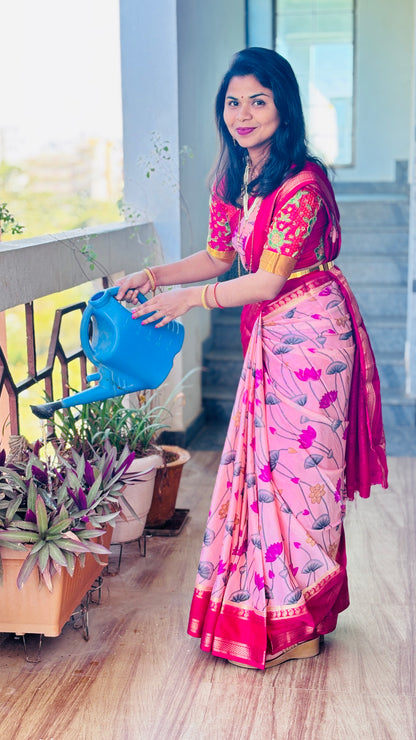 Semi Mysore Crepe Silk Sarees-MSBMS1