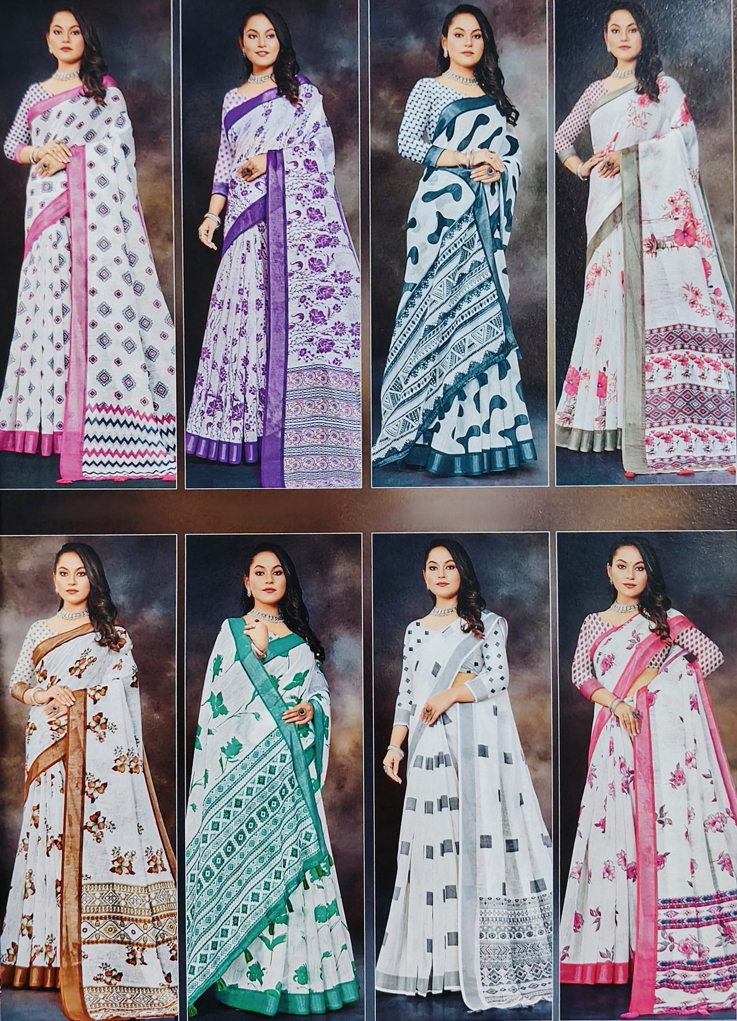 Cotton Sarees white & white