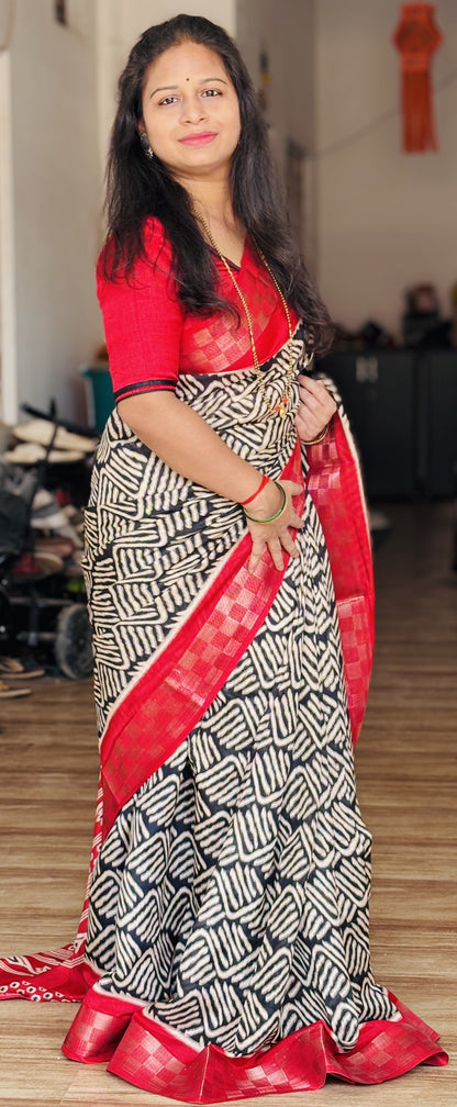 Dola Silk sequence Pattern Black and Maroon Sarees-MSBDC1