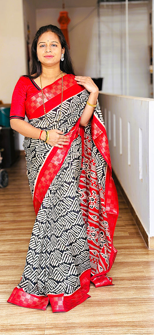 Dola Silk sequence Pattern Black and Maroon Sarees-MSBDC1