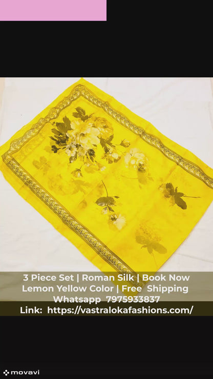 3 Piece Set Roman Silk with Digital Print Dupatta-VLFRD01